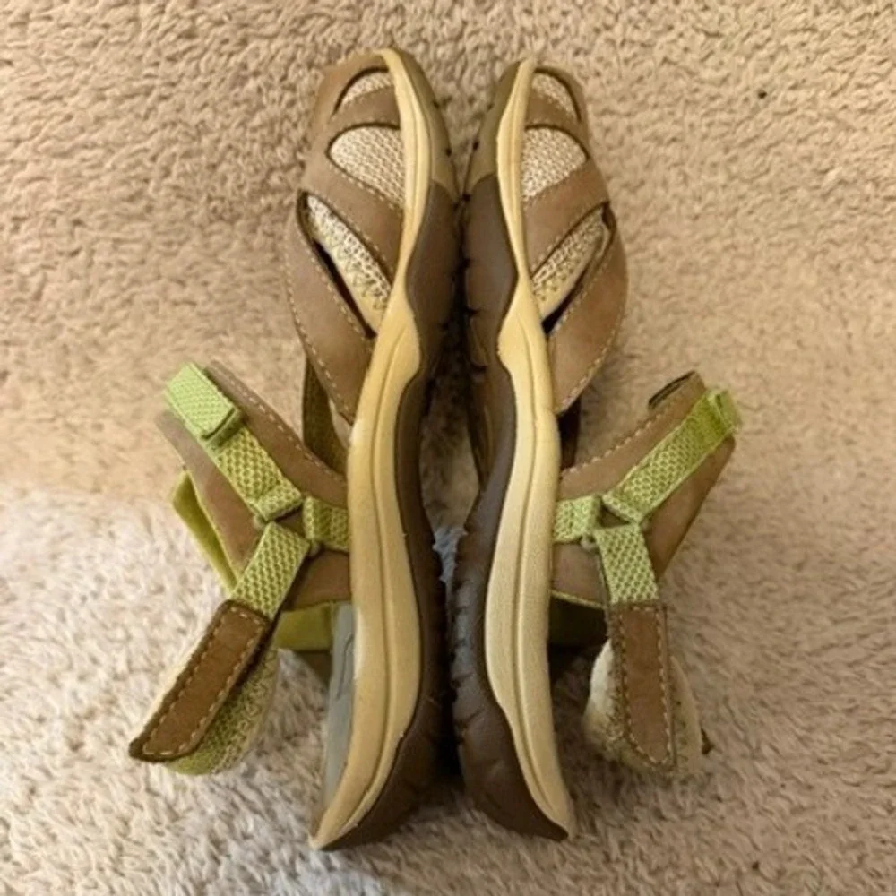 Merrell Azure Wrap Womens Brown Green Leather Mesh Hiking Sport Sandals Size 7